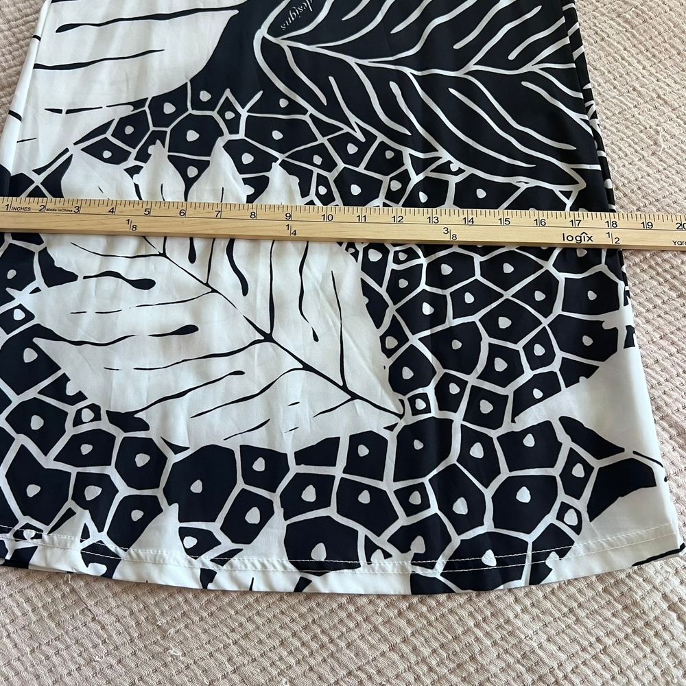 WAI ONO DESIGNS Wide Leg Pants Women Medium Black White Tropical Leaf‎ Hawaiian - Picture 11 of 11